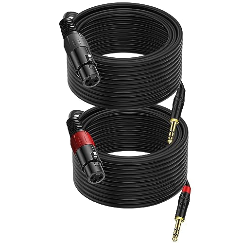 LanSenSu XLR to 1/4 TRS Stereo Adapter,XLR Female to 1/4 Inch (6.35mm) Stereo Balanced Microphone Stereo Audio Converter AdapterCable 2Pack-100ft - size: 6.35mm to XLR Female-100ft