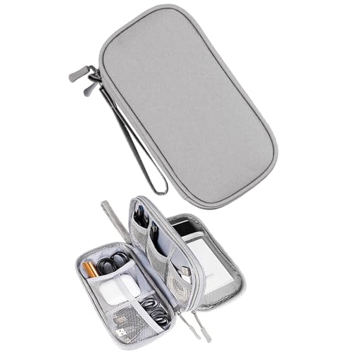 Electronic Organizer, Travel Cable Organizer Bag Pouch Electronic Accessories Carry Case Portable Waterproof Double Layers Big Storage Bag for Cable, Cord, Charger, Phone-Grey - color: *Grey, style: S_double Layers