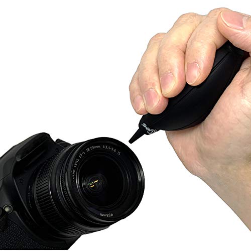UES Camera Air Blower Dust Blaster for DSLR, SLR, Mirrorless Camera Lens & Sensor Cleaning | Premium Rubber Squeeze Bulb Dust Pump for Keyboards, Watches, Coffee Grinders & Electronics - Black
