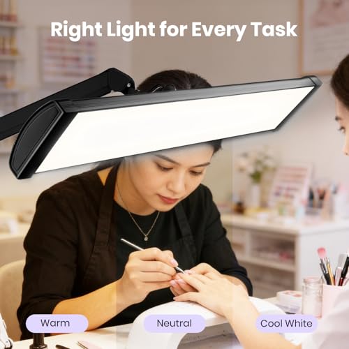 Neatfi 3,500 Lumens LED Desk Lamp – 45W Dimmable Task Light | 3 Light Modes | 540 SMD LEDs | Touch Control | Adjustable Arm | Reading, Craft, Workbench & Office (Black-3, 26-Inch Wide Shade) - color: Black-3