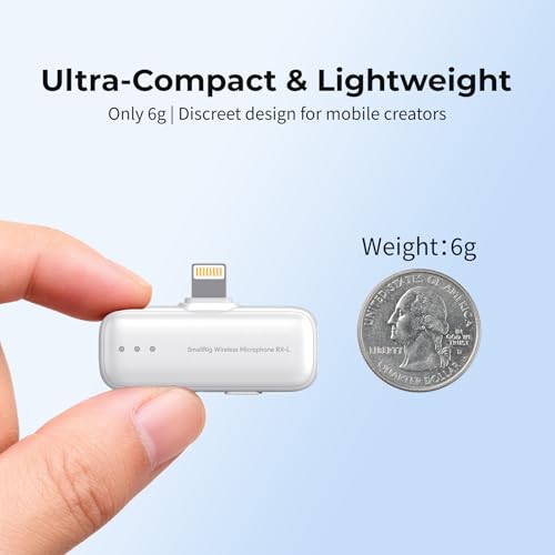 SMALLRIG S70 Mic Lightning Wireless Receiver S70RX-L for iPhone/for iPad, Professionally Tuned by Grammy Winner for Broadcast-Quality Sound in Vlogging, Live Streaming & Content Creation (White) - color: White
