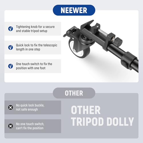 NEEWER Photography Tripod Dolly, Heavy Duty 50lbs Capacity Tripod Wheels with 3" Rubber Wheels for DSLR Cameras Camcorder Photo Video Lighting - style: NW-600 with 3" Wheels