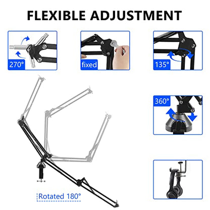 GEEKRIA for Creators Microphone Boom Arm Compatible with TONOR TC-777, TC30, TC20, TC-2030 Suspension Stand Desk Mount with Table Flange Adapter