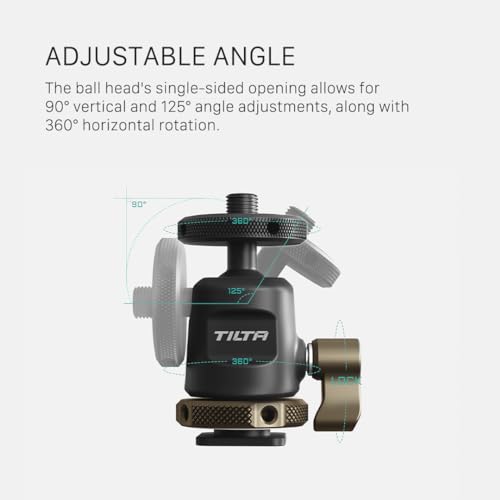 Tilta Mini Ball Head Mount | Adjust Angle of External Monitors or On-Board Lights | Ensures Accessories Stay Secure | Easy to Adjust (1/4"-20 with Locating Pins) TA-MBH-1420-B - style: 1/4"-20 with Locating Pins