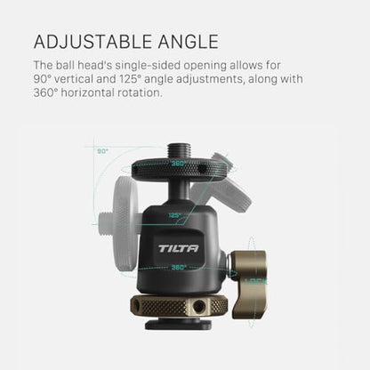 Tilta Mini Ball Head Mount | Adjust Angle of External Monitors or On-Board Lights | Ensures Accessories Stay Secure | Easy to Adjust (1/4"-20 with Locating Pins) TA-MBH-1420-B - style: 1/4"-20 with Locating Pins