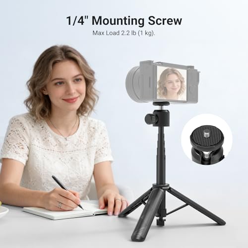 NEEWER Basics Extendable Selfie Stick Tripod, Metal Portable Stand Handle Grip Compatible with Canon G7X Mark III Sony ZV-1 RX100 VII A6400 A6600 Nikon Camera Webcam for Vlogging, DT001