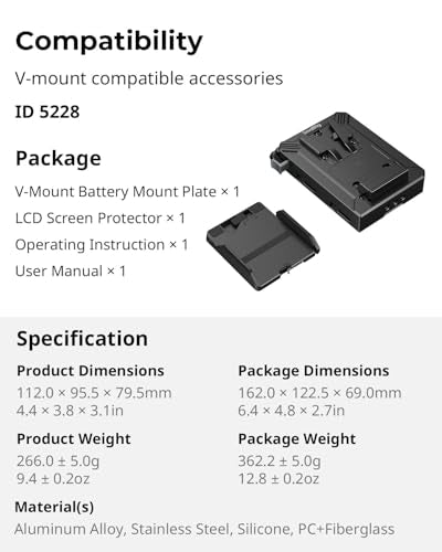 SMALLRIG V Mount Battery Plate with LCD Screen Protector, D-Tap & USB-C Supply, Compact Camera Video Rig for Mirrorless/DSLR, for NEEWER V Mount Battery PS099E - style: Plate