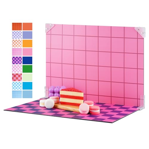 Meking 9Pcs 18Patterns Product Photography Backdrops Kit Photo Backdrop Boards Colourful Grid Photoshoot Background for Jewelry,Cosmetic,Makeup and Other Small Product Photography (16.5X11 inch) - color: Grid style