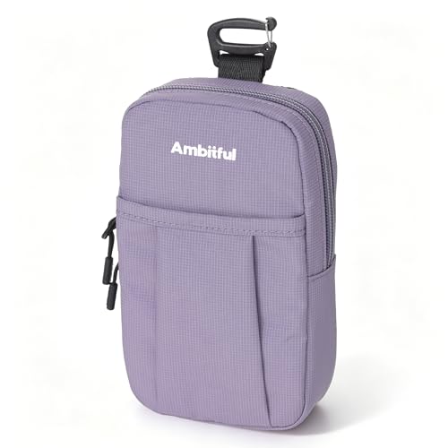 AMBITFUL Compact Sports Camera Bag, Shoulder Strap Storage Case, 3.94 x 1.57 x 7.09 inches, Compatible with Phones, Compact Cameras, Power Banks, Headphones, Black (Hang U1) (Purple) - color: Purple