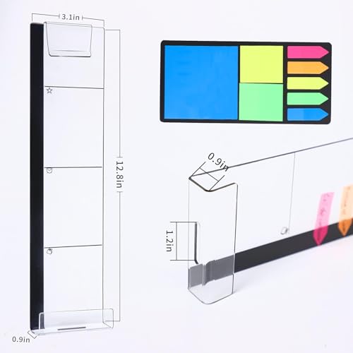 2PCS Multifunction Clear Computer Monitor Memo Boards （Left & Right） Acrylic Screen Message Side Panel Phone Holder Message Reminder for Office Desktop with Sticky Notes