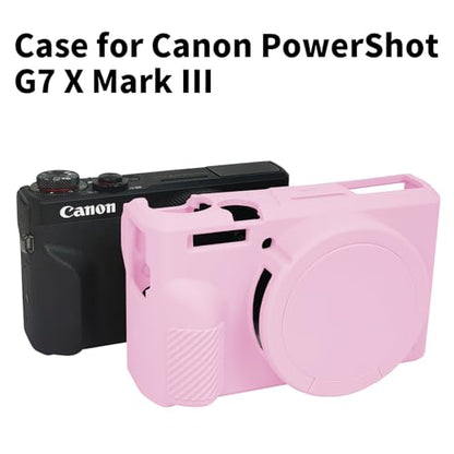 Easy Hood G7X Mark III Case, Protective Case for Canon Powershot G7X Mark III Digital Camera, Removable Lens Cover Silicone Sleeve Soft Camera Cover Rubber Protective Body Skin- Pink - color: Pink
