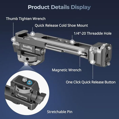 SMALLRIG HawkLock Quick Release Adjustable Camera Monitor Mount, NATO Rail and Cold Shoe, Tilt 165° Adjustable, for DJI RS 5/RS 4 Mini/RS 4 Pro/RS 4 /RS 3 Mini/RS 3 Pro/RS 3 /RSC 2 /RS 2 Stabilizers - style: HawkLock QR