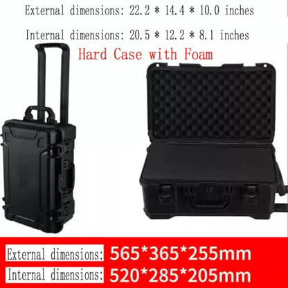 22" L x 14" W x 9" H Large Hard Case with Foam, Portable Rolling Hard Case with Wheels, Waterproof Shockproof Dustproof, Suitable for Cameras, Lenses, Camcorder, Instrument, Telescopes - size: 22 Inch