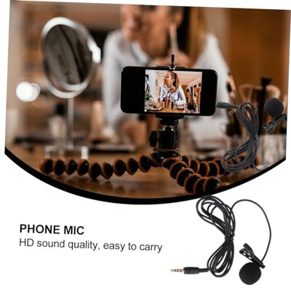Abaodam Mini Portable Clip Lavalier Condenser Mic for Phone Camera Laptop High Sensitivity Black for Video Meetings Recordings and Chatting