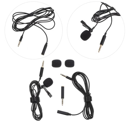 Clip-on Lapel Microphone Noise-Cancelling Wired Portable Mic for Interview Recording, Black Lavalier Mic for Phone, Professional Broadcast and Vlog Use