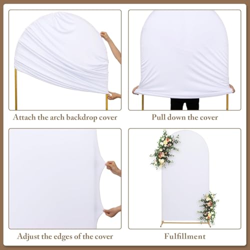 Toolterritary Metal Arch Backdrop Stand and Cover Set, 8FT, 7.2FT Party Backdrop, Easy to Assemble, Backdrop Stand for Parties, Birthday, Baby Shower - color: White, size: 8ft,7.2ft