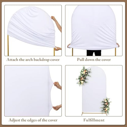 Toolterritary Metal Arch Backdrop Stand and Cover Set, 8FT, 7.2FT Party Backdrop, Easy to Assemble, Backdrop Stand for Parties, Birthday, Baby Shower - color: White, size: 8ft,7.2ft