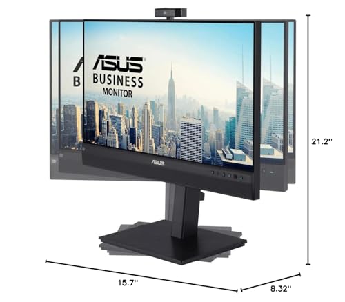 ASUS 24” 1080P Video Conferencing Monitor (BE24ECSNK) - Full HD, IPS, Built-in Adjustable 2MP Webcam, AI Noise-canceling Mic, Eye Care, USB-C Docking, RJ45, Height Adjustable, HDMI, Zoom Certified - style: Webcam USB-C Docking