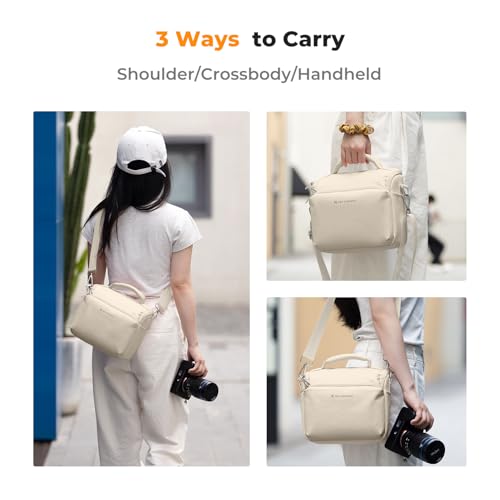 K&F CONCEPT Camera Sling Bag Small Crossbody Camera Case DSLR/SLR/Cute Compact Shoulder Photography Bags for Photographers-Beige - color: 03-Beige