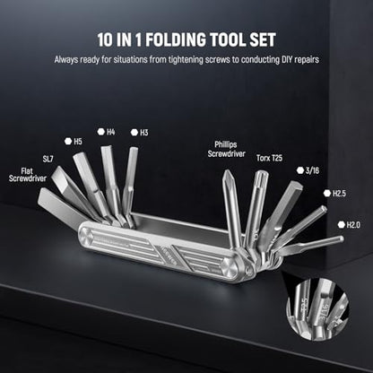 NEEWER 10 in 1 Multifunctional Foldable Screwdriver Tool Set: 4 Screwdrivers, 6 Hex Keys, Pocket Tool, Compatible with SmallRig Camera Cage Rig Tripod QR Plate, UA048S Silver - style: 10-in-1 Screwdrivers Tool Set(Silver)