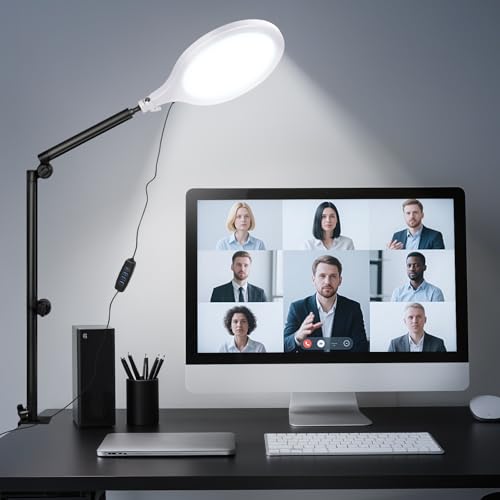 Ring Light for Streaming, 10'' Full Screen LED Ring Light for Desk with 360° Adjustable Arm, Video Conference Lighting for Zoom Meetings, Live Streaming, Podcast, Content Creator, TikTok, YouTube - size: 10" ring light