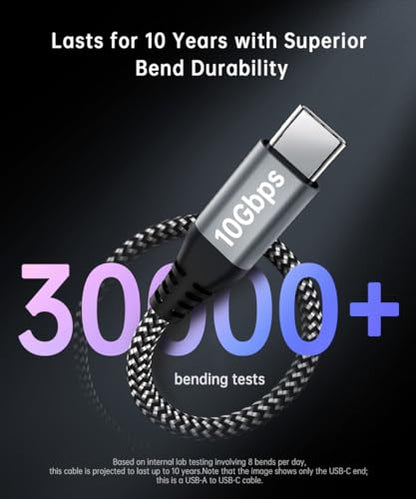 USB C Data Cable 10Gbps Sync 3ft, 3.2 Gen2 USB A to USB C 3.1A Fast Charging & High Speed Data Transfer Cable for iPhone 16/16 Pro Max/15 CarPlay, Samsung Galaxy S24/S23/S22/S21/S20 Android Auto - color: Black-and-White, size: 3FT