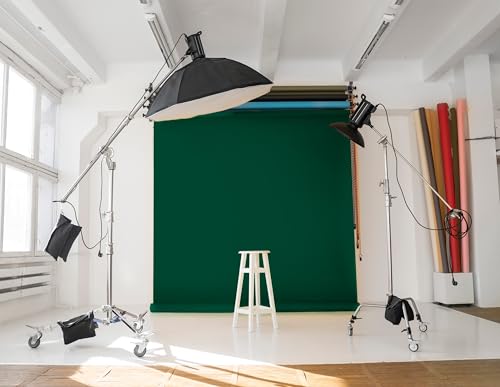 Denny Manufacturing - Seamless Paper Backdrop for Photography, Dark Green Seamless Paper Roll - Pine Green (86 in x 36 ft) Includes Free Roll Black Gaffer Tape (2 in x 13 ft) - color: Pine Green, size: 86 in x 36 ft