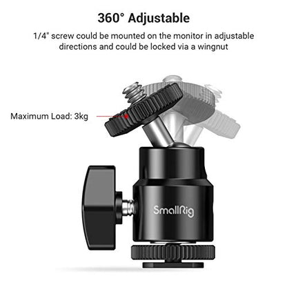 SmallRig 1/4" Camera Hot Shoe Mount, Ballhead Tripod with Additional 1/4" Screw, 2pcs Pack - 2059 - size: 2pcs pack