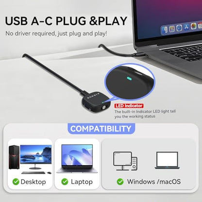 AIRHUG Conference USB Microphone No Speaker, Desktop Computer Mic, Noise Canceling, Mute Button & LED Indicator, Plug & Play for Video Conference, Gaming, Online Class, Compatible with Windows & MacOS