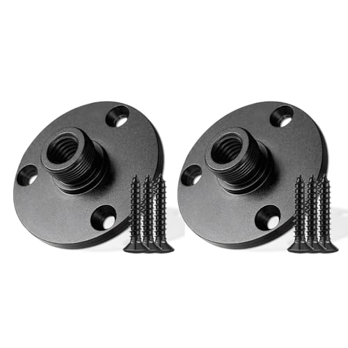 Mic Podium Flange Mounts with Pad KB48 - Microphone Gooseneck Table Mounts with 5/8-27 Male 3/8-16 Female Threads and Mounting Screws, 2PCS - color: FLANGE MOUNT (2PCS)