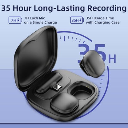 NPTCL Mini Wireless Microphone USB C for iPhone 17 16 15 iPad Android Phone | AI Noise Cancelling Clip on Lavalier Mic, 35H Charging Case, 328Ft Transmission for Video Recording Vlogging Podcasting