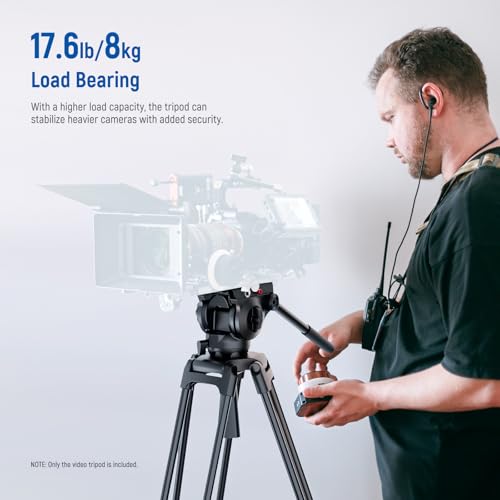 NEEWER Basic 74" Video Tripod with Fluid Head , Metal Camera Tripod with Smooth Friction Damping, Mid Level Spreader, Quick Release Plate Compatible with Manfrotto 501, Max Load 17.6lb, TP37 - style: TP37