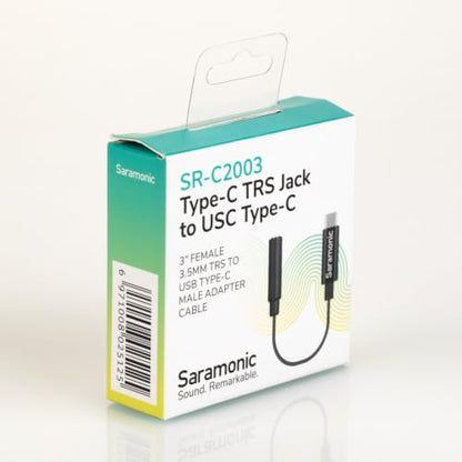 Saramonic SR-C2003 Female 3.5mm TRS to USB-C Stereo or Mono Microphone & Audio Adapter Cable to Record into iPhone 15, Android Mobile Devices, Computers, new iPad & More