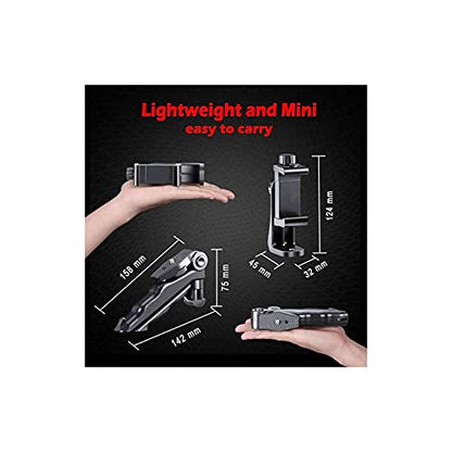 Smartphone Stabilizer, Foldable Cellphone Gimbal Holder Handheld Hand Grip Mount Bracket with Three Sided Selfie Sticks for Photography