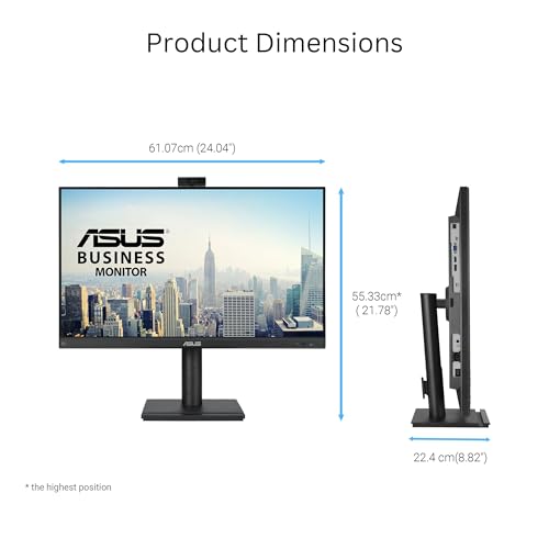 ASUS 27” 1080P Video Conferencing Monitor (BE279QFK) - Full HD, IPS, 100Hz, Frameless, Built-in Webcam, Mic Array, Speaker, Height Adjustable, Ergonomic Design, Eye Care, Wall Mountable, 3 yr warranty - style: 27" IPS 100Hz Webcam Mic Array