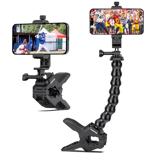 Phone Holder Clamp Gooseneck Mount Cell Phone Desk Clip for iPhone | Mobile Table Pole Stand Mount, for iPhone 17 16 15 14 Pro Max Plus 13 12 11 SE XS XR X 8 Samsung GoPro, Other 4-7'' Devices