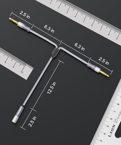 1/4" Splitter Cable 2 Feet/60CM,Microphone Splitter 1 Female to 2 Male TRS 1/4 inch Splitter 6.35mm Stereo Female Plug to Dual 6.35mm Male-Grey - size: 2ft/60CM-1PACK, style: 1/4" Splitter 1 Female to 2 Male