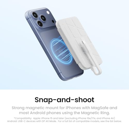 Insta360 Snap Selfie Screen - 4K Magnetic Selfie Monitor Screen for Selfie, Vlogging, Compaitble with iPhone 15/16/17 Pro, Touchscreen Control, Wired Instant Connection - size: Snap Selfie Screen