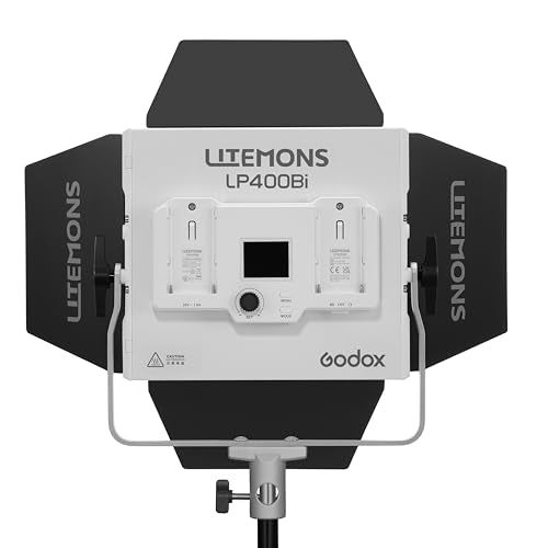 Godox Litemons Bi-Color LED Light Panel for Video & Photography, 36W Output, 2800–6500K CCT, CRI 96, Bluetooth App Control, NP-F Battery Power, Barndoors & Carry Case (LP400Bi)