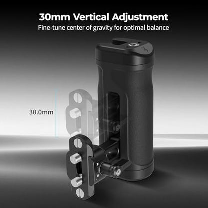 SmallRig Mini Side Handle with NATO Clamp & NATO Rail, for Left or Right Hand, Up and Down Adjustable, with Built-in Cold Shoe & Threaded Hole, Max. Load 10kg / 22lb - style: NATO with Rail