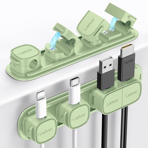 6 Pack Magnetic Cable Clips [1s Open/Lock], Cord Organizer Holder | Strong Adhesive Desk Cable Management- Organize Charging Cords Neatly for Home, Office, Car,Desk, Nightstand-Cyan - color: Cyan