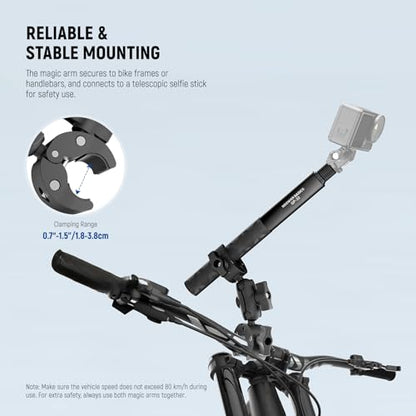 NEEWER Basics Motorcycle Bike Mount Accessories Kit, Invisible Selfie Stick Bicycle Handlebar Clamp Holder Compatible with Insta360 DJI OSMO 360 Pocket 3 Action Cameras for POV Video Recording, GP-32