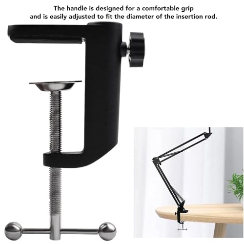 Aluminum Alloy Desk C Clamp 2.4 InchTable Mount Holder for Swing Arm Lamp Microphone 12mm Rod Screw-Tightening Soft Rubber Pad
