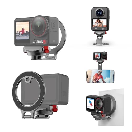 BRDRC Action 5 Pro Magnetic Stand Base, Quick Release Adapter Aluminum Alloy 360° Adjustable Mount for Osmo 360/4/3 Accessories, for MagSafe Phone Stand Desktop Holder with 1/4” Screw Hole