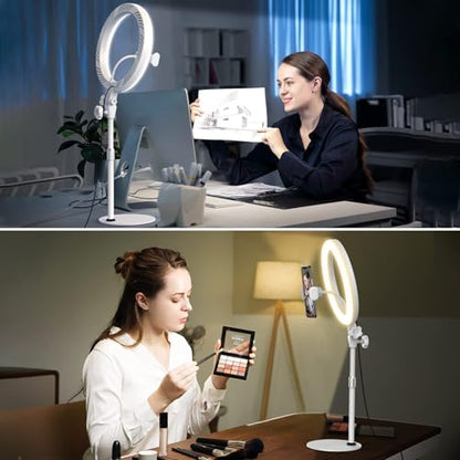 Desk Ring Light with Stand for Computer, Zoom Lighting for Computer, 30 Light Modes for Video Conference, Video Calls, Home Office, Desk Lighting for Video Recording, Podcast, Webcam, Stream