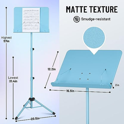 CAHAYA Sheet Music Stand & Tabletop Music Stand Solid Back with Carrying Bag for Books Notes Laptop Tablet Blue CY0194-3 - color: Blue, size: Standard Version