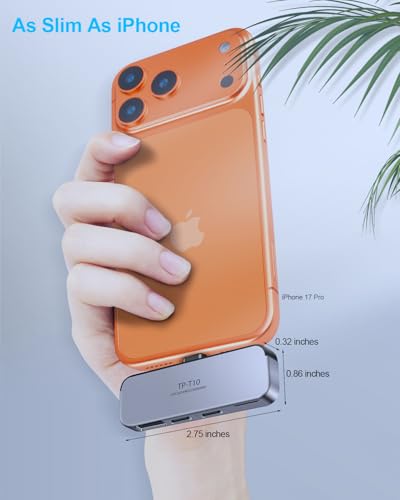 TWOPAN USB C iPhone Hub for ProRes Video Recording - Ultra-Slim Aluminum USB 3.2, Dual USB-C, Micro SD, and Charging Port Hub for iPhone 17/16/15 Pro/Pro Max