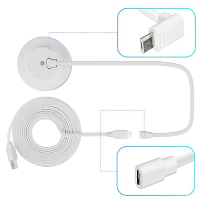 2-Pack Power Extension Cable 20FT, Compatible with Wyze Cam v4, Wyze Cam Pan v3, Wyze OG, Wyze Cam v3 and v3 Pro Security Camera, Flat Camera Micro USB Charging Cable with 1FT L-Shaped Adapters - size: 20FT-2PK