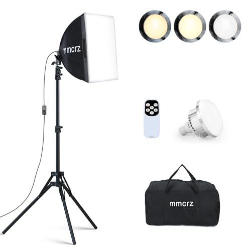 Professional Softbox Lighting Kit, 16'' x 16'' Studio Lights with 85W 2700-6500K E27 LED Bulbs, Continuous Lighting for Photography/Video Recording/Live Streaming
