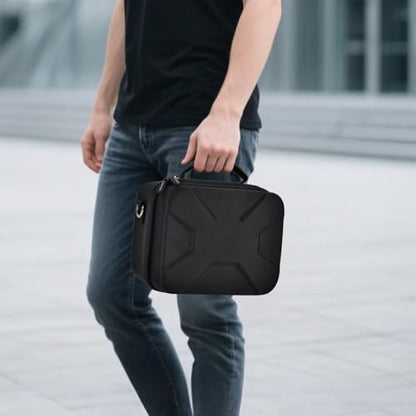 Comecase Hard Camera Case for Canon R50/R100/T7, for Sony A6400/ZV-E10 | Small Camera Bag with Hard EVA Shell, Adjustable Dividers, 6 Battery/SD Organizer Slots and Shoulder Strap, case only - color: Jet Black